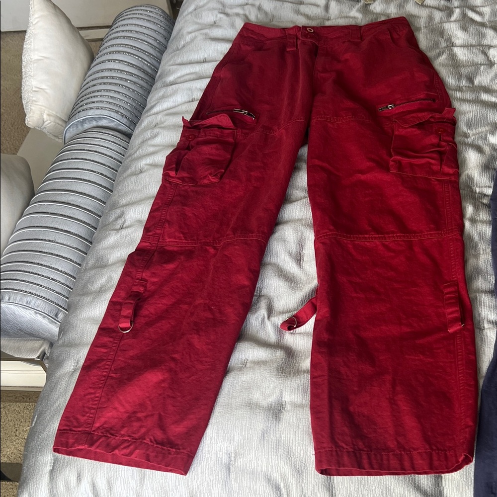 Red Cargo Utility Pants